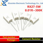 5PCS RX27 5W 7W 10W Ceramic Resistance Vertical Cement Resistor 0.01R ~ 100K 1 2 3.3 3.9 10 22 47 51 100 680 Ohm 1K 20K 150K