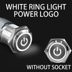 2NO2NC 16/19/22mm Waterproof Metal Push Button Switch LED Light Momentary Car Engine Power Switch 3/6/12/24/220V silver 1NO1NC