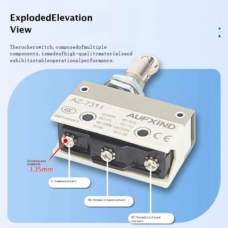 10A 250V AZ Waterproof Microswitch Travel Micro Limit Switch Small Horizontal Roller Lever AZ-7312 AZ-7311 AZ-7121 AZ-7310 TZ