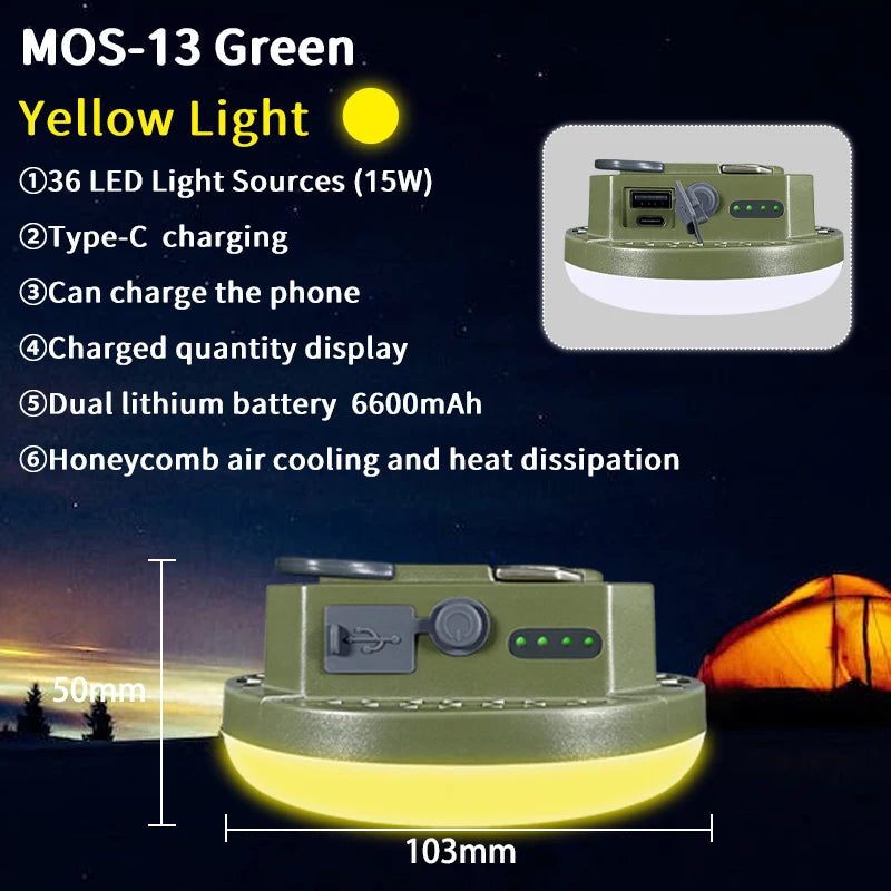 MOSLIGHTING 9900mAh Camping Light Portable Rechargeable Multifunctional LED Flashlight Fishing Emergency Maintenance Tent Lamp
