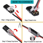Double Wire Plug-in Connectors with Locking Buckle Car Wire 2 Way Terminal Block Waterproof Quick Connector Cable Clamps