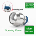 12mm Ball Round Head Metal Push Button Switch Waterproof Reset Self Locking Screw Welding Feet 3A Car Auto Horn Door Bell Swtich