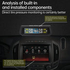 Tire Pressure Monitoring System Auto Security Alarm Systems Solar/USB Powered Tyre Temperature Monitor Car TPMS 4 Sensors