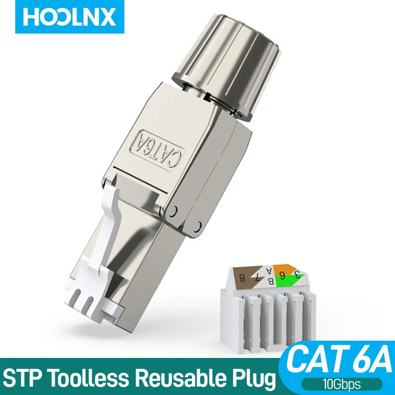 Hoolnx RJ45 Connector Toolless Free Tool CAT8 CAT7 CAT6A CAT6 Reusable Termination Plugs Shielded Ethernet Field Modular PLug