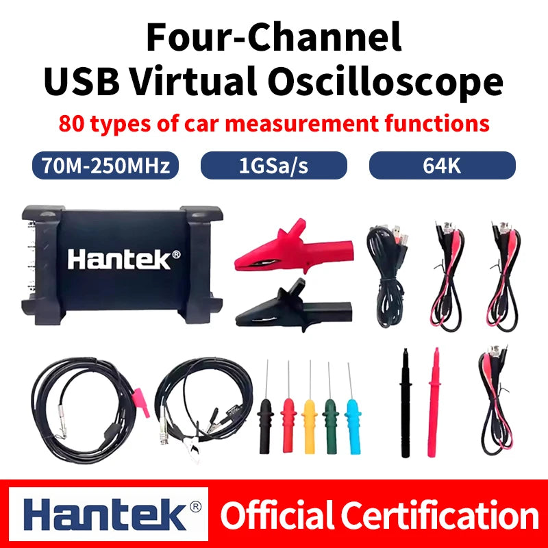 【Hantek Official Genuine】4-channel automotive specific virtual oscilloscope 6074BE/6254BE OTG connected to mobile phone for use