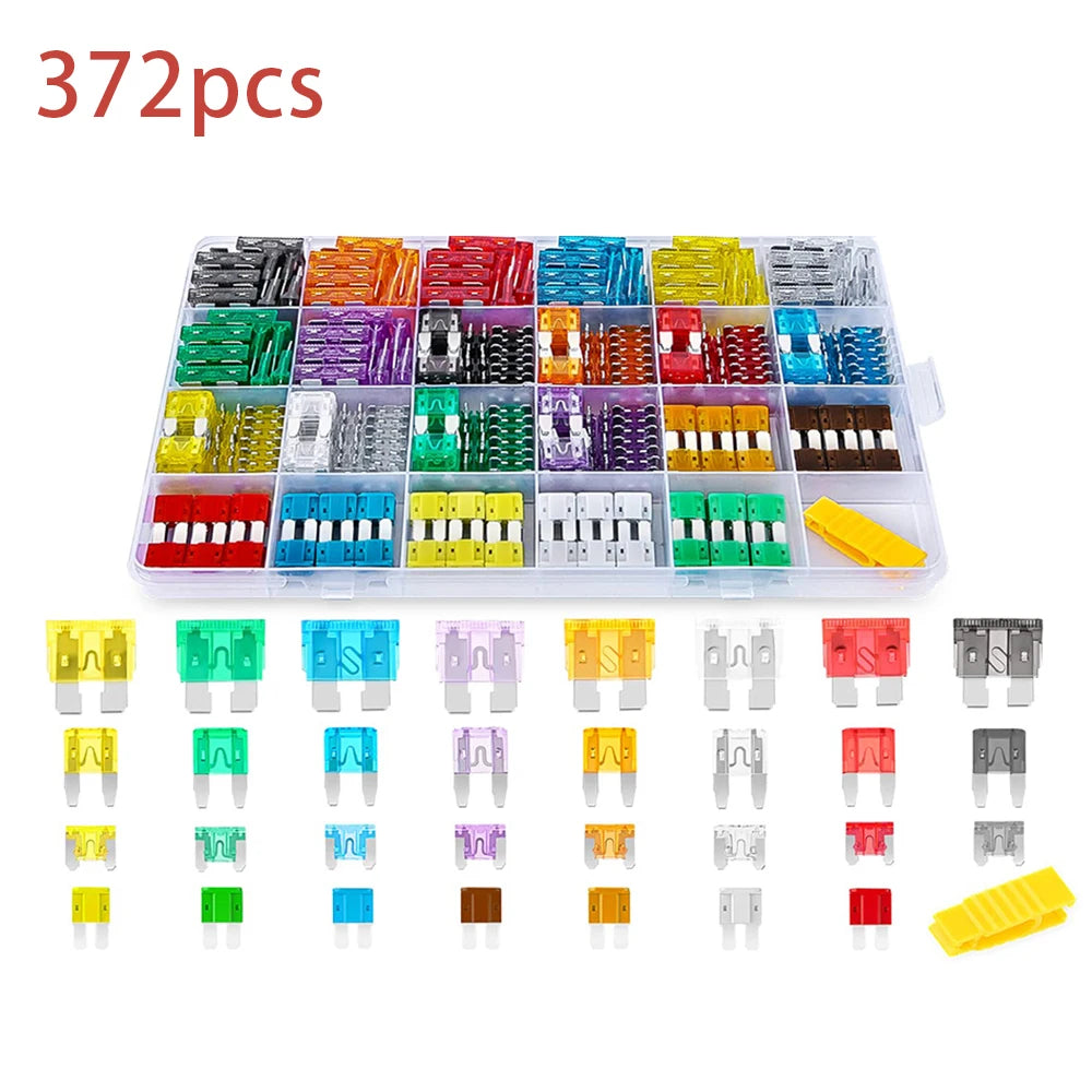 372 PCS Automotive Fuse Combination Kit Standard Mini LP Mini Micro2 Blade Fuse ATO ATC Automotive Truck RV Replacement Fuse