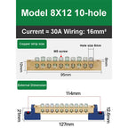 019 Series 6*9 8*12 4/6/8/10/12/14/16 Hole Zero Ground Row Copper Bar Connection Terminal Wiring Terminal of Distribution Box