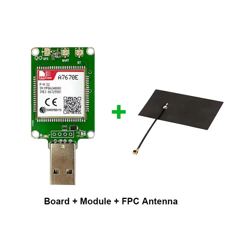 SIMCOM A7670E A7672E USB Dongle Modem LTE CAT1+2G+GPS IoT Module Breakout Kit With Antenna for Europe/Middle East/Africa