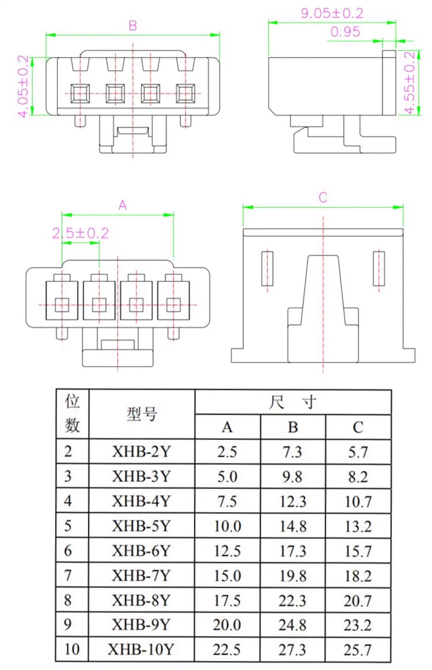 10pcs XHB2.54 wt Latch TJC3B Single Head 22/26AWG Wire Cable Connector 2P/3P/4P/5P/6P/7P/8P/9P/10P/11P/12Pin Female Plug Socket