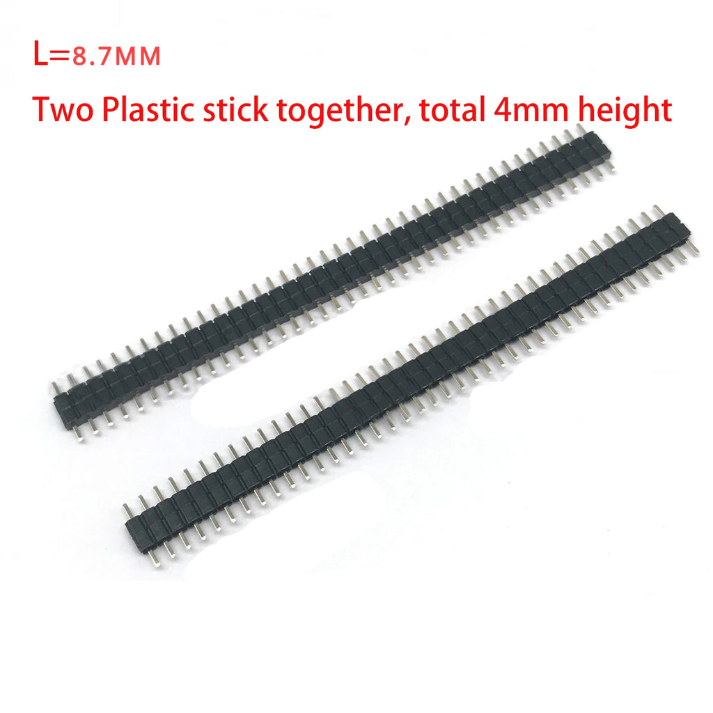10pcs 2.0mm Board Spacer 1/2X40P Straight Single/Dual Row Double Plastic L8.7/11/15/21-35mm Gold Breakable PCB Male Pin Header