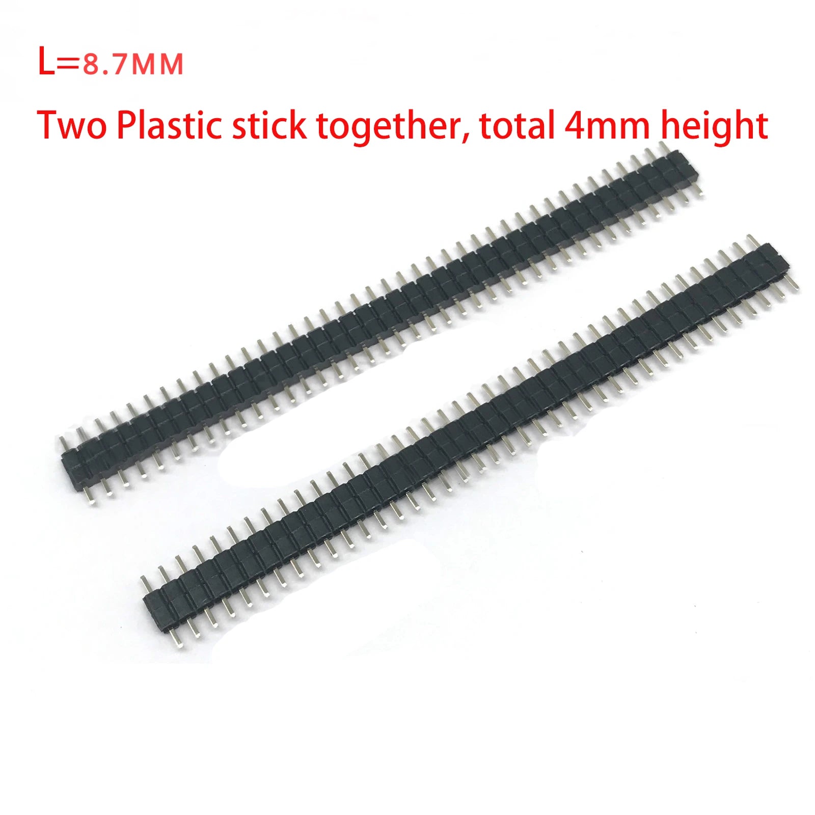 10pcs 2.0mm Board Spacer 1/2X40P Straight Single/Dual Row Double Plastic L8.7/11/15/21-35mm Gold Breakable PCB Male Pin Header