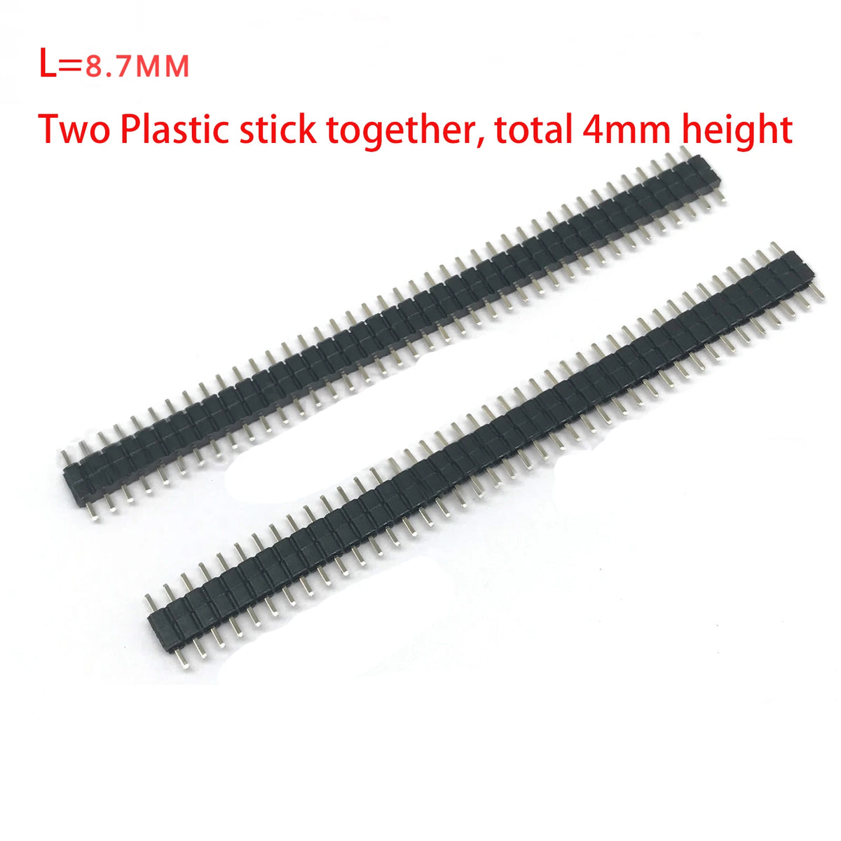 10pcs 2.0mm Board Spacer 1/2X40P Straight Single/Dual Row Double Plastic L8.7/11/15/21-35mm Gold Breakable PCB Male Pin Header