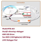 DC 12V 5A 60W LED Touch Dimmer Light Switch Touch Sensor For Mirror With Changing Dimmer Anti Fog