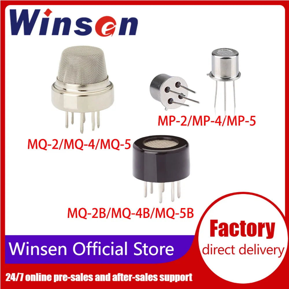 10pcs Winsen MQ-2/MQ-2B/MQ-4/MQ-4B/MQ-5/MQ-5B/MQ-8/MQ-8B/MP-2/MP-4/MP-5 CH4 Sensor for Gas Detection