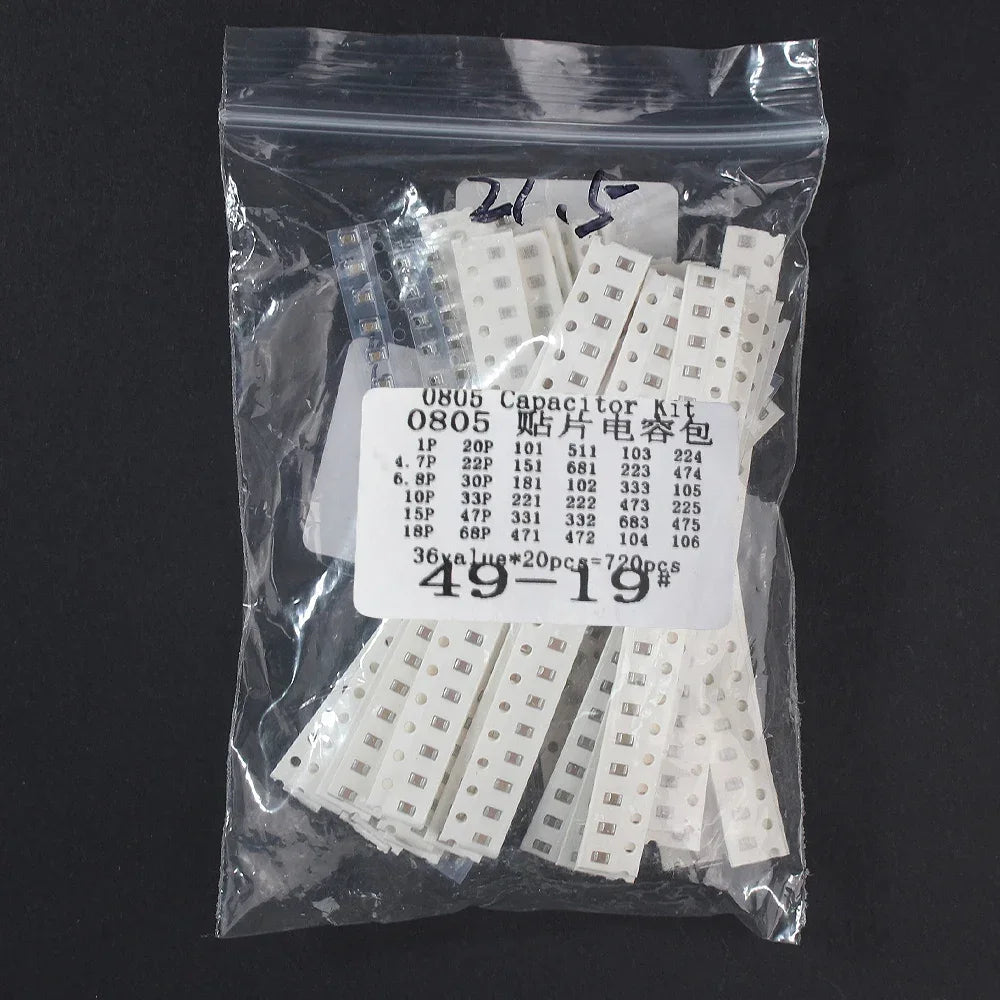 36Values 1pF-10uF Electronic Capacitor Set 0603 0805 1206 SMD Ceramic Capacitors Assortment Kit 36 Values X 20pcs=720pcs