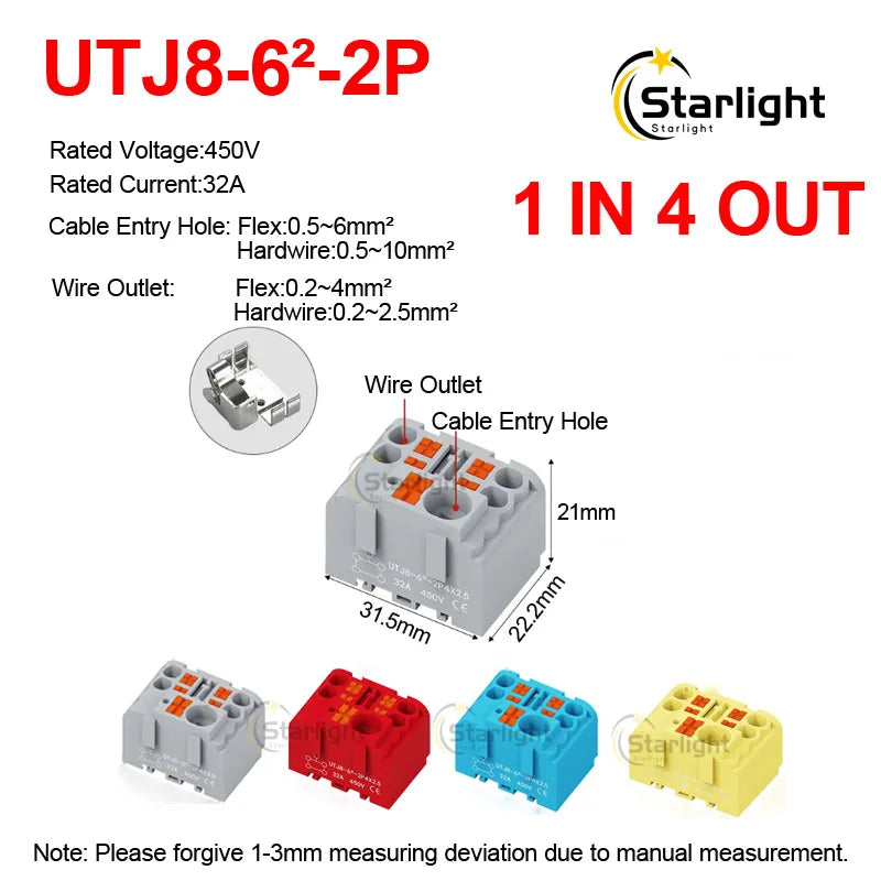 Distribution block PTFIX2.5mm² Wire Electrical Cable Connectors Plug-in Terminal Block  Splitter DIN-Rail Mounting Junction Box