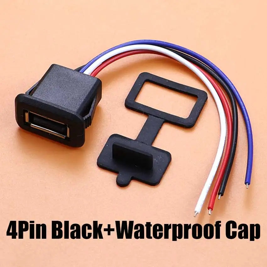 1/5pcs 2Pin 4Pin USB 2.0 Female Power Jack 2P 4P USB A Charging Port Connector With DIY Cable PH2.0 Terminal USB Charger Socket