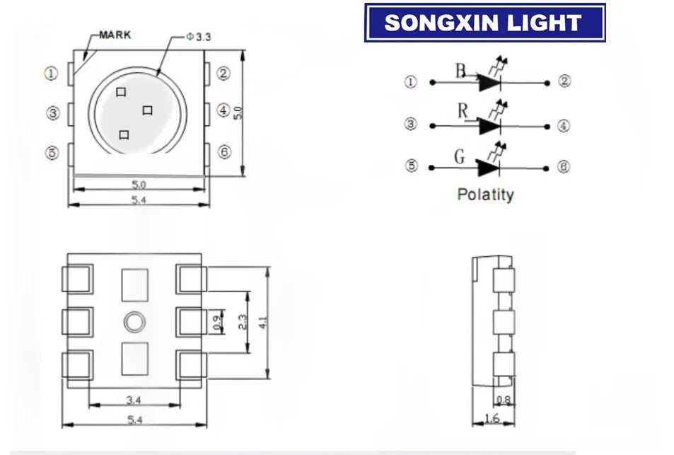 100pcs 5050 RGB SMD/SMT LED PLCC-6 3-CHIPS Super Bright lamp light High quality SMD LED