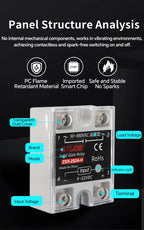 High-voltage Single-phase Solid State Relay Input 4-32VDC to Output 90-480VAC DC to AC SSR 10/25/40A Module Relay