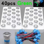 40pcs 22mm Push Button Switch Latching Momentary Metal PC Power LED Light On Off with Wire Waterproof 12v 3v 5v 6v 24v 220v Red
