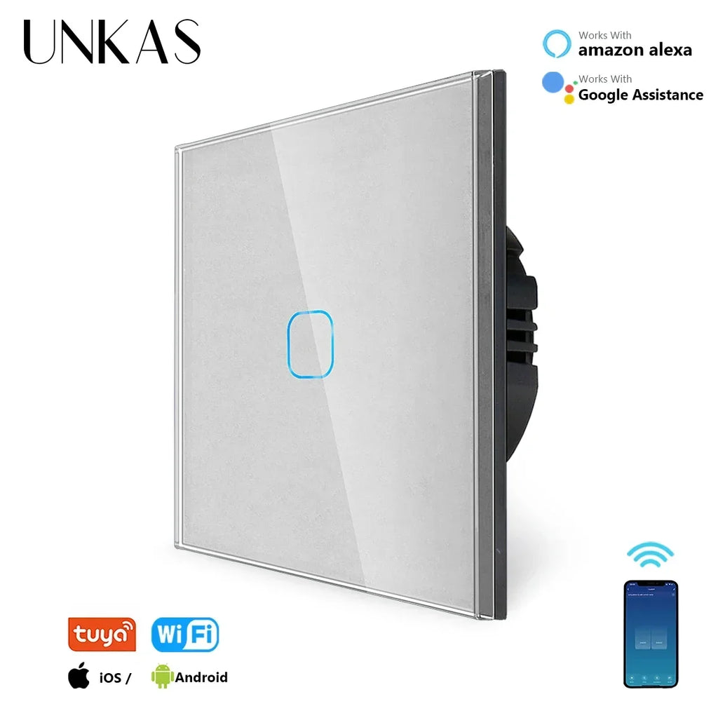 Smart Switches 1/2/3 Gang Wifi Touch Light Wall Sensor Switch Works with Tuya Control Smart Life Google Alexa Alice Yandex