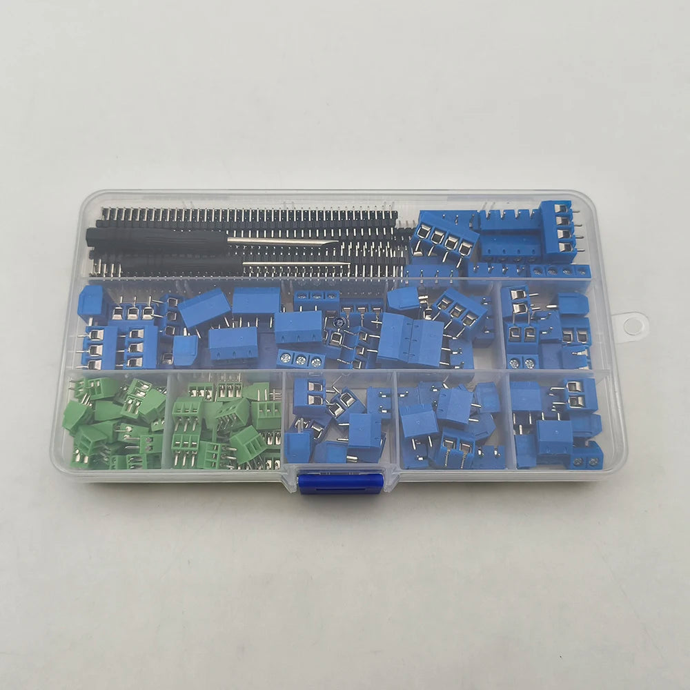 1Box KF128 KF301 PCB Screw Terminal Block Connector Kit 2.54mm 5mm Pitch 2Pin 3Pin 4Pin with Pin Header Screwdriver