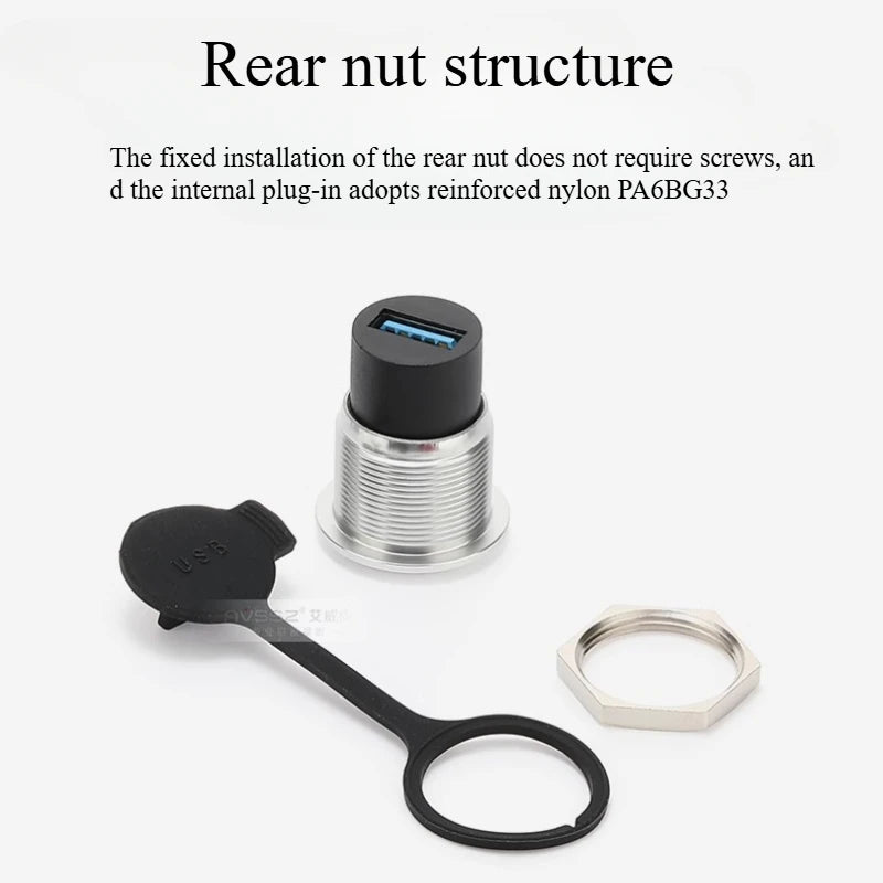 C-type USB3.0 Panel Socket Metal 22mm Circular Dual USB 2.0/3.0 Thread Module Connector USB Interface Type-C HDMI Plug Sockets