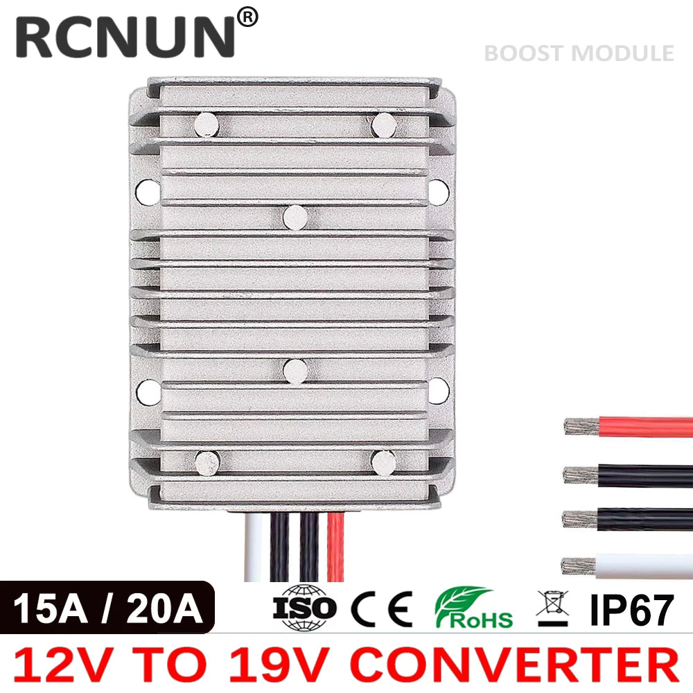 RCNUN Booster 12V to 24V 19V 3A 5A 10A 15A 20A Step-up DC Converter 12 Volt to 19 Volt Boost Module Car Laptop Power Supply