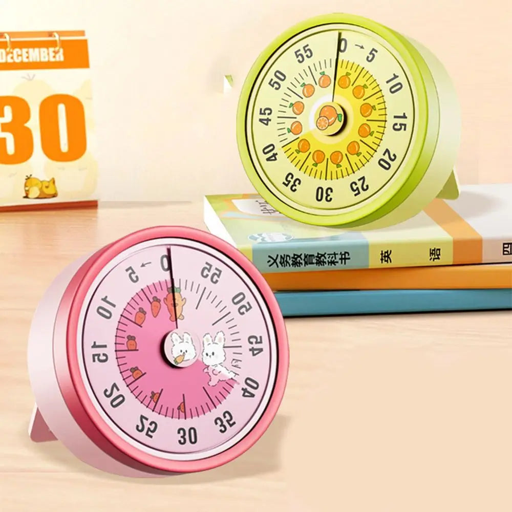 Cute 60-Minute Visual Timer with Stand Stopwatch Alarm Clock Mechanical Timer Visualization Magnet Countdown Clock Kids Study
