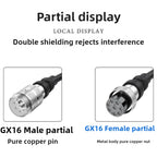 GX16 2/3/4 Pin Aviation Plug Male Female Wire Connector Extension Cable GX16 2/3/4 Core Ribbon Aviation Plug Power Cord Adapter