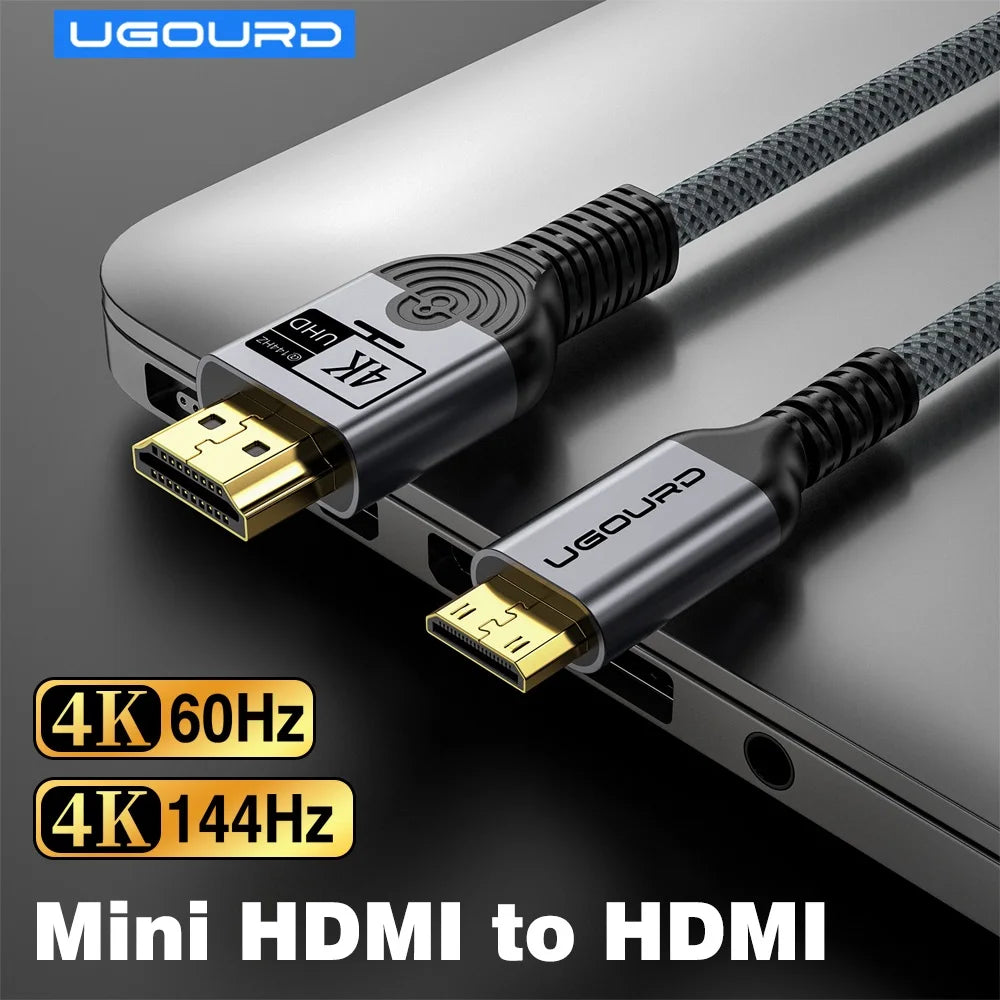 UGOURD 4K 144Hz HDMI to Mini HDMI Cable Bi-Directional Micro/Mini HDMI to HDMI Cable 4K@60Hz for Raspberry Pi Camera DV 2K165Hz