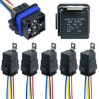 1PCS DC 12 24V 40A 4 5-Pin AMP Waterproof Relay Harness Tinned Copper Wires 5-PIN SPDT For  Boat Auto Fan Car relay With Socket