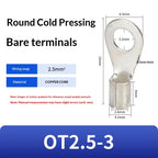 Circular Terminal Block OT1/1.5/2.5/4/6-4/5/6/8mm Cable Lug Spade Bare Copper Wire Connector Wires Non Insulated Crimp Terminal