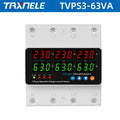 3 Phase Din Rail Voltmeter Ammeter Adjustable Over Under Voltage Current Limit Protection Monitor Relays Protector 63A 100A