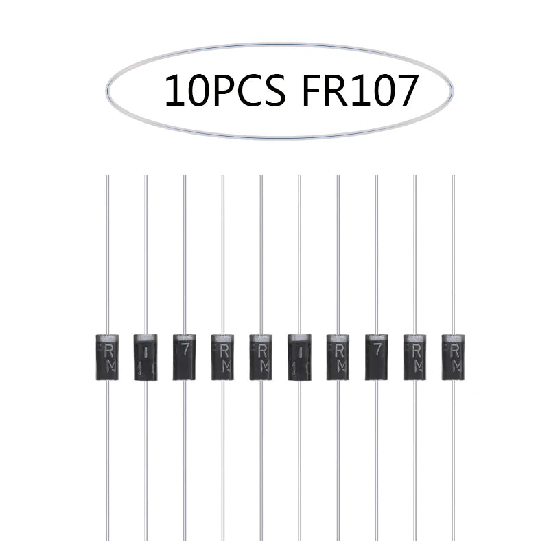 4 Value Fast Recovery Rectifier Diode UF4007 FR207 FR107 RL207 Axial Doorbell Schottky Diode Switching Dioden Each Modle 10PCS