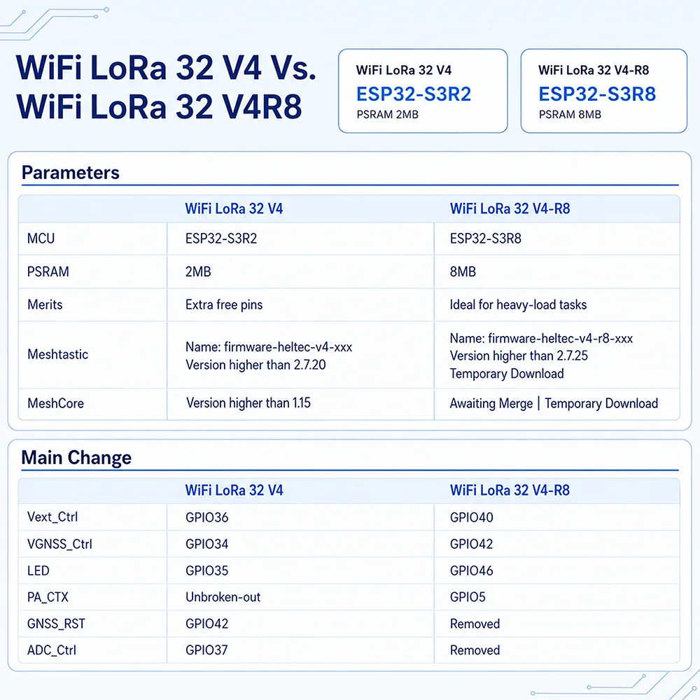 Heltec V4.3.1 WiFi LoRa 32 V4 R8 Meshcore Meshtastic GPS SX1262 0.96inch OLED Solar Powered Mesh Network WiFi LoRa BLE 28dBm