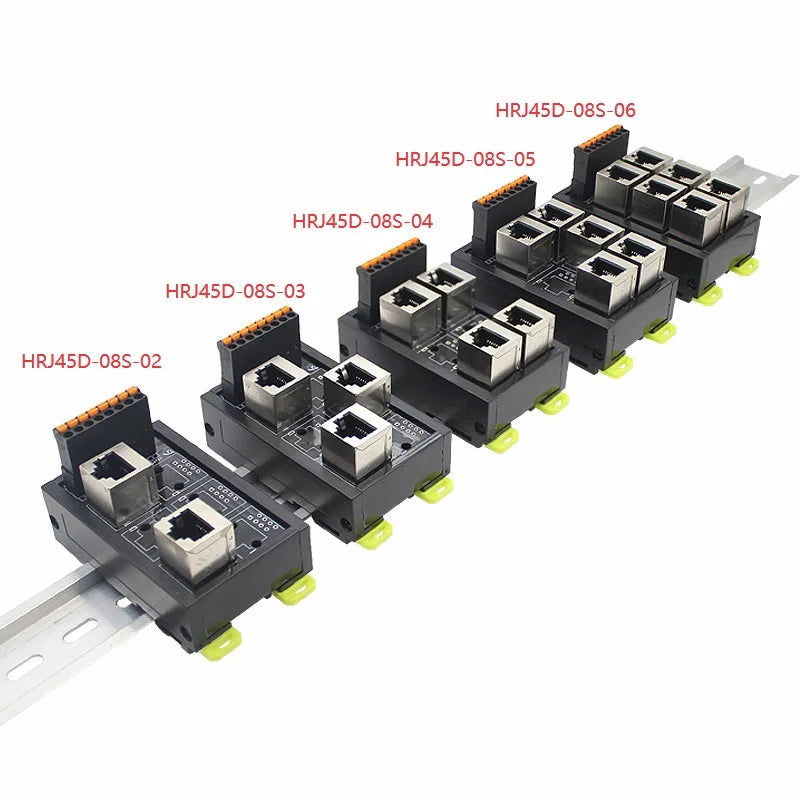 RJ45 female to terminal block RJ45 Horizantal Breakout board RJ45 splitter adapter Din Rail Mounting Screw terminal for 10 line