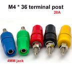 1PCS/5PCS M4X36 Pure Copper Terminal 4mm Banana Jack Socket 20A Binding Post Banana Plug Connector