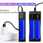 Dual 18650 Lithium Battery Charger for 18650 14650 Charging 4.2 / 3.7 V Rechargeable Battery Charger 1 / 2 / 4 Slots