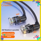 Swivel Bend Cat6a/Cat6/Cat6 Network Cable 10G X 104M Finished Jumper Fine 360° Right Angle RJ45 Connector High-Speed Data Transf