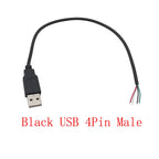 5V USB 2.0 A Male/Female Plug Power Supply Cable 2/4Pin Pigtail Wire Jack Charger Charging Cord Extension Connector DIY 0.3/1/2M