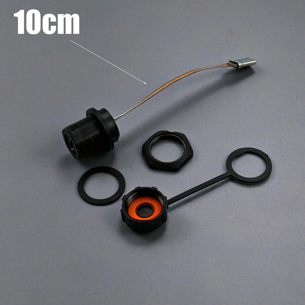 Type-C Threaded FPC Waterproof Plug Snap On Data Connector Industrial Grade USB 3.1 Type C Socket with 10CM/20CM Cable IP68