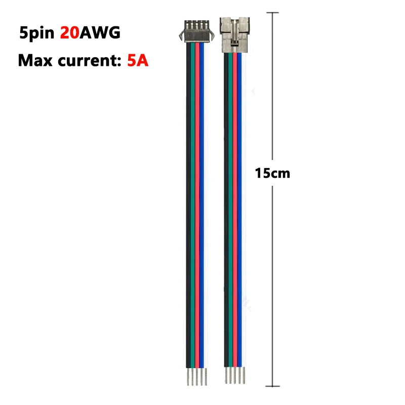 SM JST Connector Cable 22 20AWG Male Female 2/3/4/5/6Pin 12V LED Connectors For Pixel WS2812B RGB LED Strip Light Lamp Driver