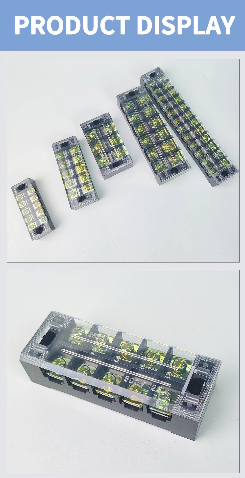1Pcs TB4503 45A 600V Dual Row Barrier Screw Terminal Block Strip Wire Connector Insulated DIY Electrical Fix Fence High Quality