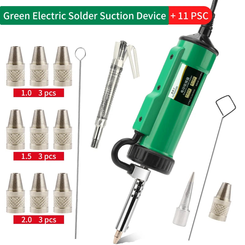 LUXIANZI 220V 50Hz Electric Suction Gun Vacuum Solder Sucker Tin Soldering Iron Desolder Pump Repair Welding Tools with Nozzle