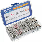 100pcs/boxed 6x25mm Ceramic Fuse 1A 3A 5A 10A 13A British Plug Fuse Insurance Fast Blow Tube Fuses Assortment Kit