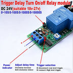 Time Delay Relay Module Circuit  Timer Control Switch DC 12V 24V 30A Adjustable Conduction