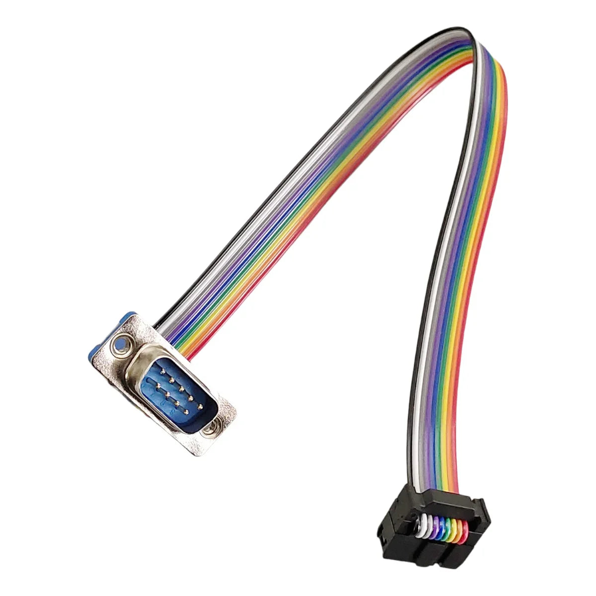 1pcs D-Sub DB9 9 Pin Male/Female Connector to FC-10P IDC Female 2.54mm 10 Pin Rainbow / Multicolor Flat Ribbon Cable to DIDC 9P