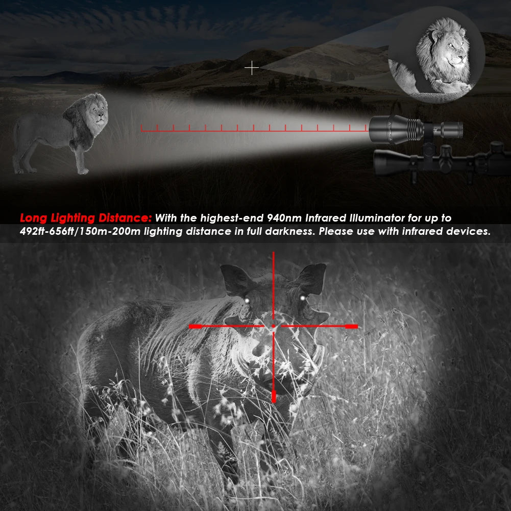 UniqueFire 1801 T38 T50 T67mm IR940nm 850nm LED Infrared Flashlight illuminator USB Rechargeable IR Hunting Torch Night Vision