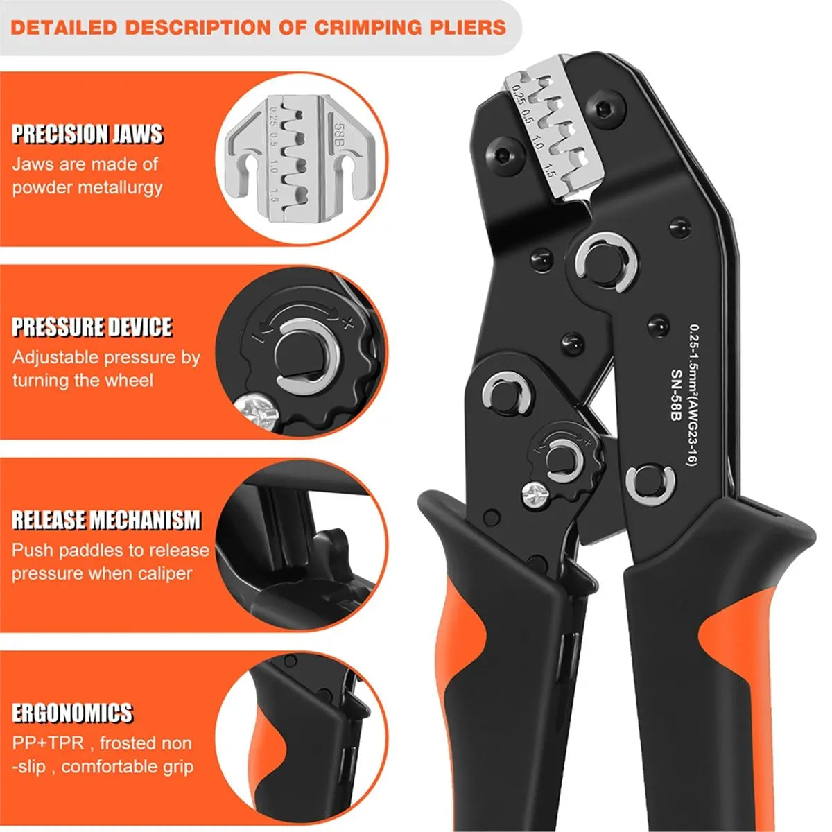 618 Mega Sale SN Ratchet Electrician Crimping Tool Set for Insulated and Non-Insulated Terminals, Molex Open Dupont Connectors